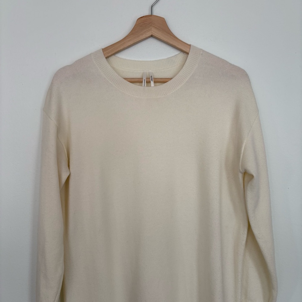 Anthropologie || Pleated Twofer Sweater Dress Satin Metallic Cream Ivory‎ XS - Picture 3 of 9